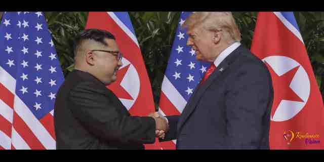Kim Jong-Un Shaking Hand With Donald Trump In Singapore